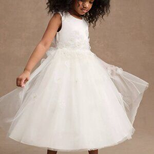 Anthropologie Princess Daliana Emmie Floral Applique Tulle Flower Girl Dress